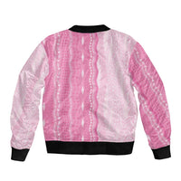 Vintage Pink Hawaiian Traditional Kapa Mix Flowers Lei Bomber Jacket