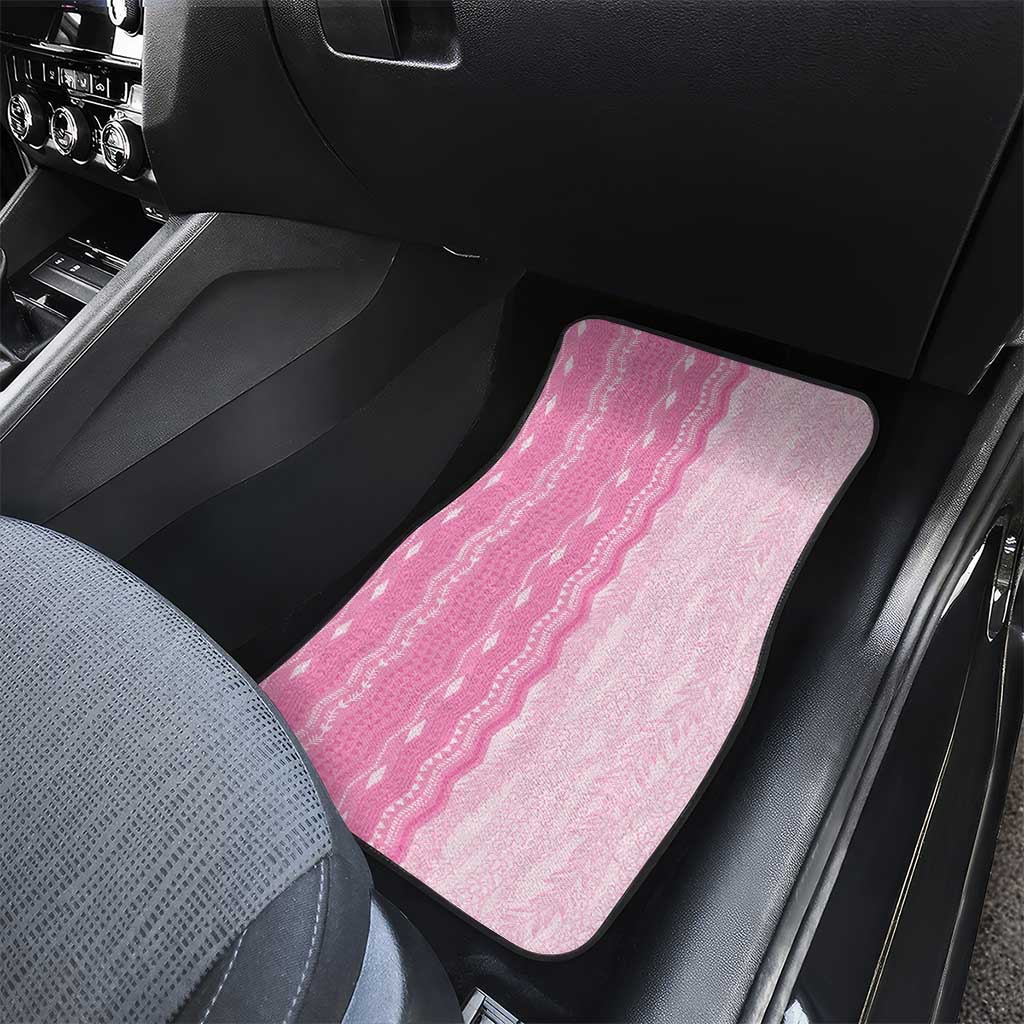 Vintage Pink Hawaiian Traditional Kapa Mix Flowers Lei Car Mats