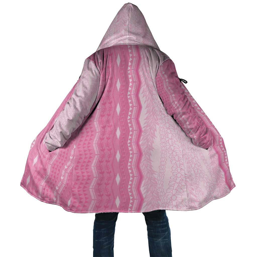 Vintage Pink Hawaiian Traditional Kapa Mix Flowers Lei Cloak