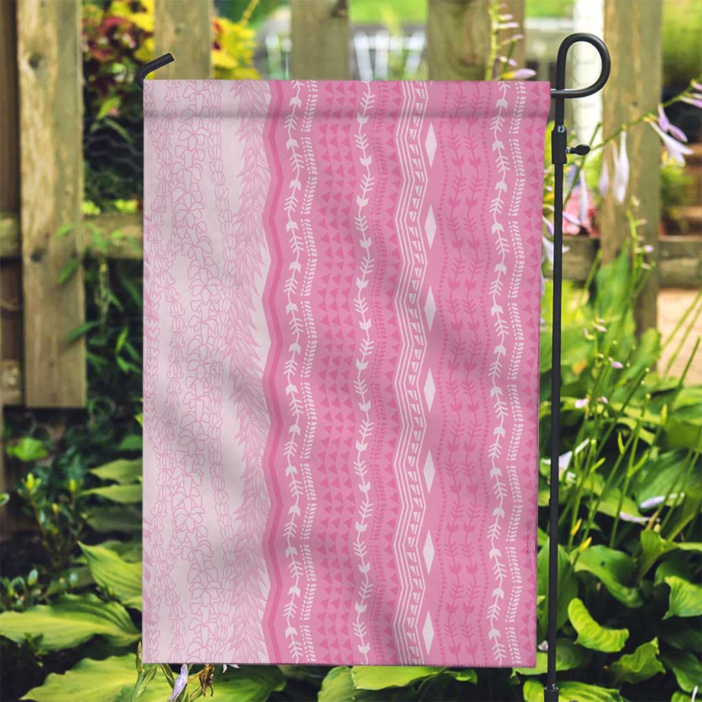 Vintage Pink Hawaiian Traditional Kapa Mix Flowers Lei Garden Flag