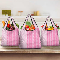 Vintage Pink Hawaiian Traditional Kapa Mix Flowers Lei Grocery Bag