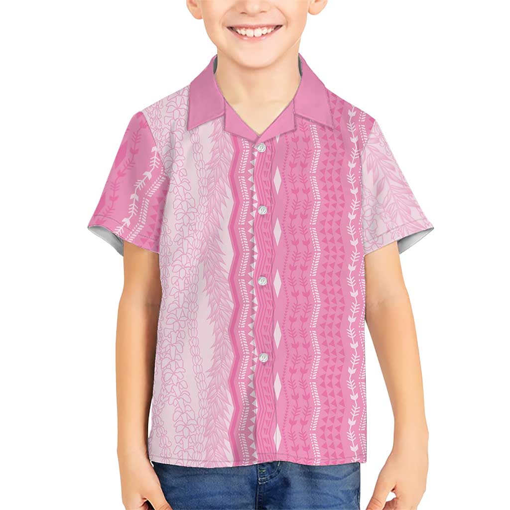 Vintage Pink Hawaiian Traditional Kapa Mix Flowers Lei Hawaiian Shirt