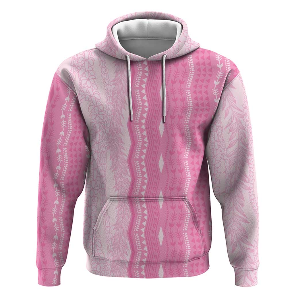 Vintage Pink Hawaiian Traditional Kapa Mix Flowers Lei Hoodie