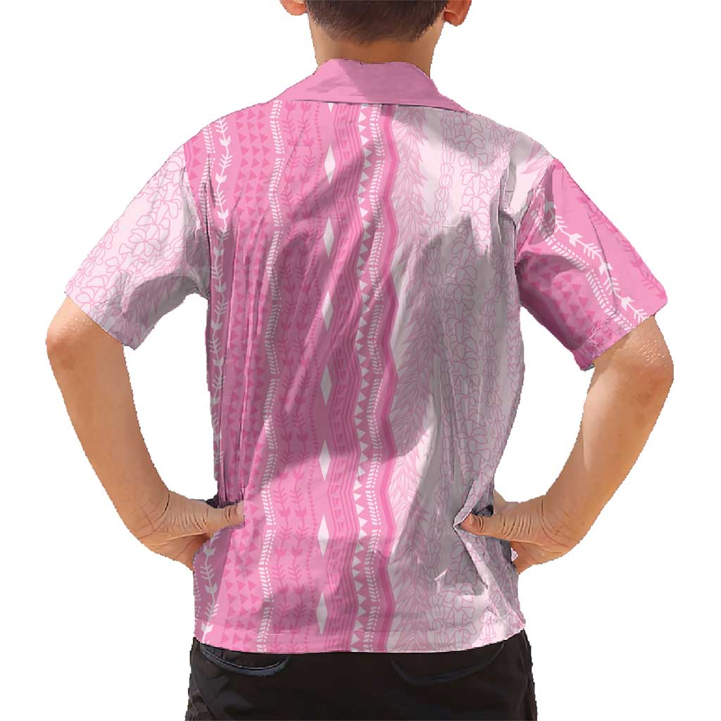 Vintage Pink Hawaiian Traditional Kapa Mix Flowers Lei Kid Hawaiian Shirt LT7 - Polynesian Pride