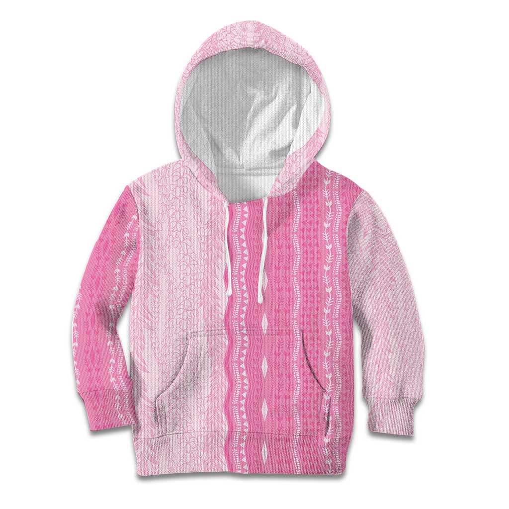 Vintage Pink Hawaiian Traditional Kapa Mix Flowers Lei Kid Hoodie
