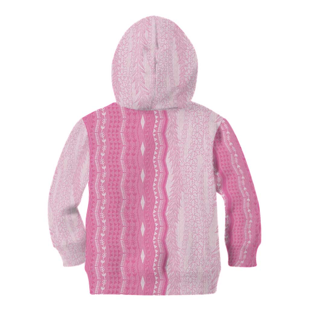 Vintage Pink Hawaiian Traditional Kapa Mix Flowers Lei Kid Hoodie