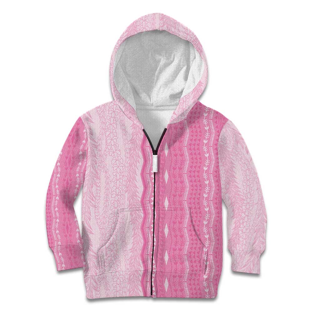 Vintage Pink Hawaiian Traditional Kapa Mix Flowers Lei Kid Hoodie