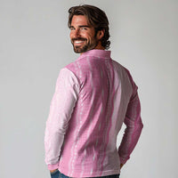 Vintage Pink Hawaiian Traditional Kapa Mix Flowers Lei Long Sleeve Polo Shirt