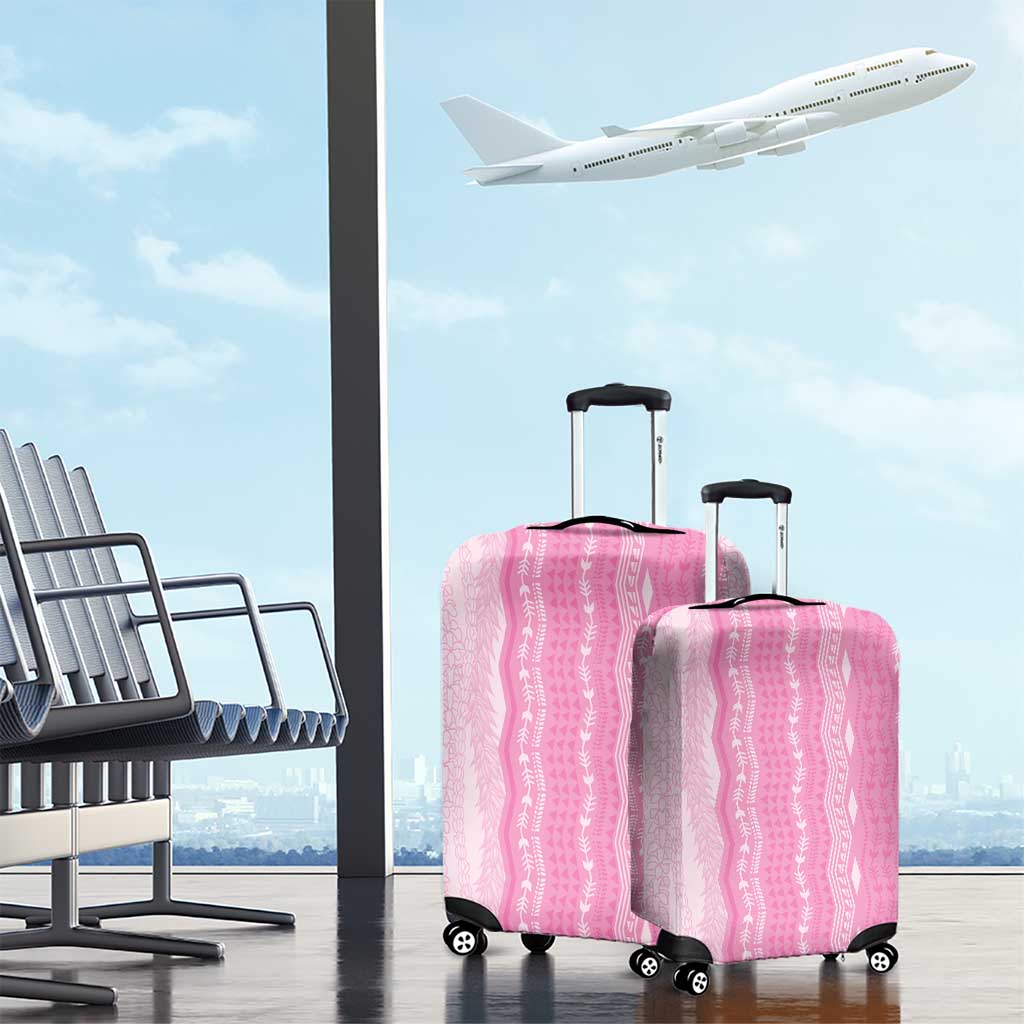 Vintage Pink Hawaiian Traditional Kapa Mix Flowers Lei Luggage Cover LT7 - Polynesian Pride