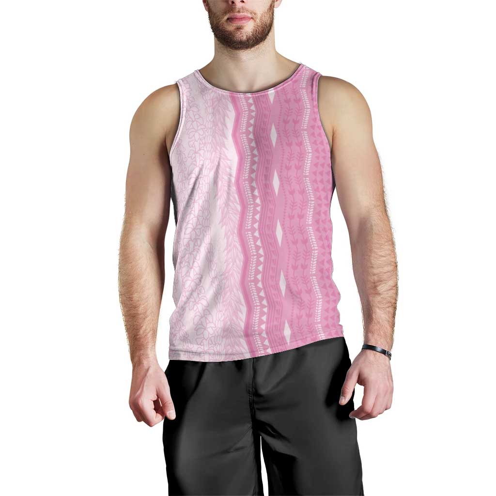 Vintage Pink Hawaiian Traditional Kapa Mix Flowers Lei Men Tank Top LT7 - Polynesian Pride