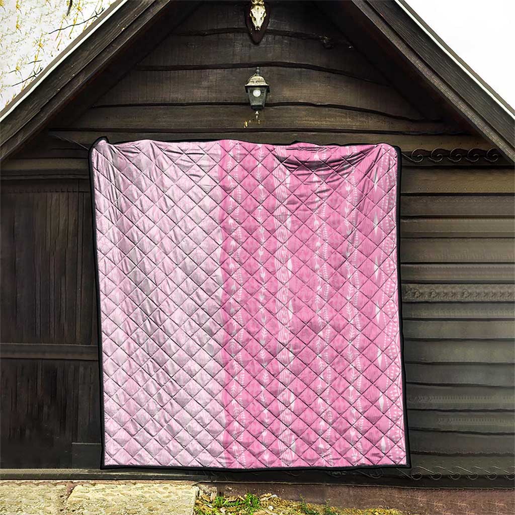 Vintage Pink Hawaiian Traditional Kapa Mix Flowers Lei Quilt