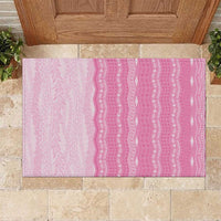 Vintage Pink Hawaiian Traditional Kapa Mix Flowers Lei Rubber Doormat