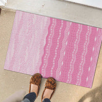 Vintage Pink Hawaiian Traditional Kapa Mix Flowers Lei Rubber Doormat