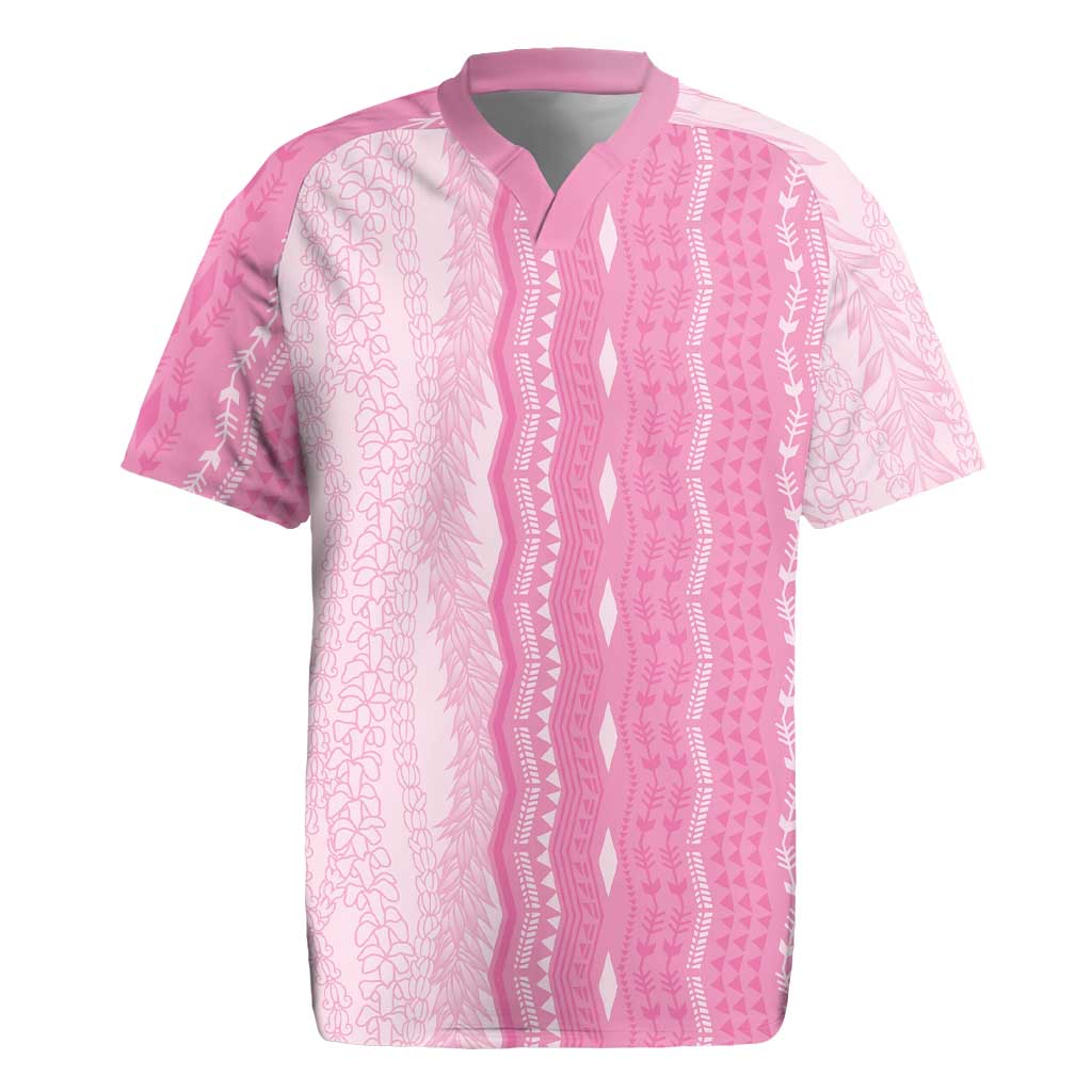 Vintage Pink Hawaiian Traditional Kapa Mix Flowers Lei Rugby Jersey LT7 Pink - Polynesian Pride