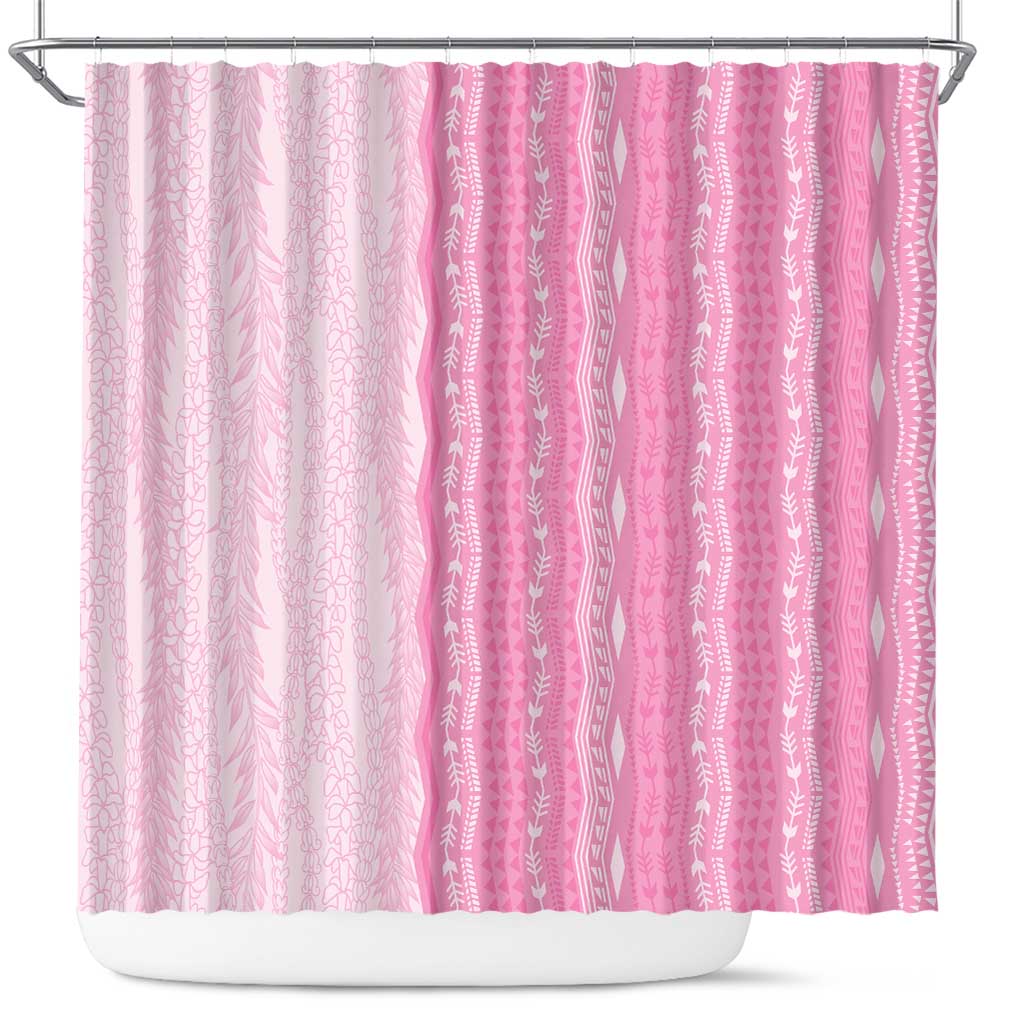 Vintage Pink Hawaiian Traditional Kapa Mix Flowers Lei Shower Curtain LT7 Pink - Polynesian Pride