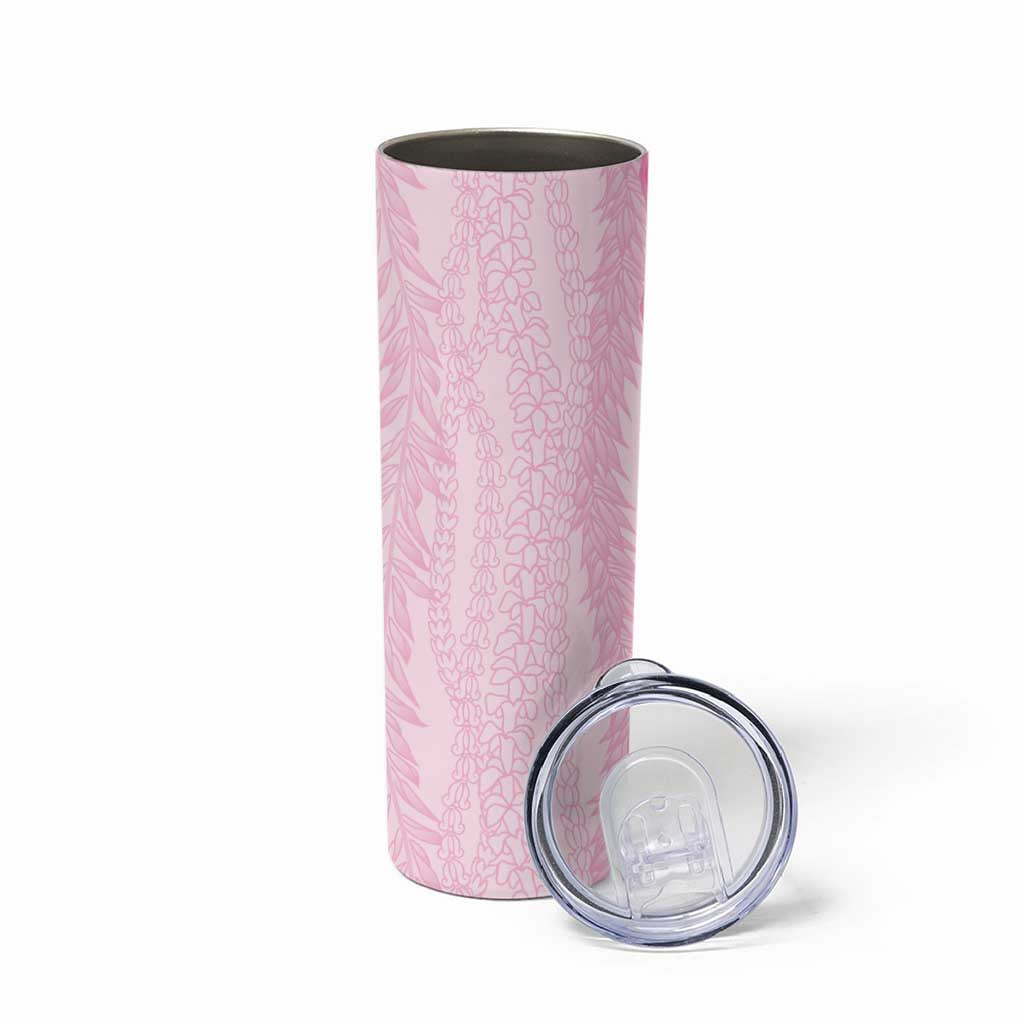 Vintage Pink Hawaiian Traditional Kapa Mix Flowers Lei Skinny Tumbler