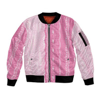 Vintage Pink Hawaiian Traditional Kapa Mix Flowers Lei Sleeve Zip Bomber Jacket