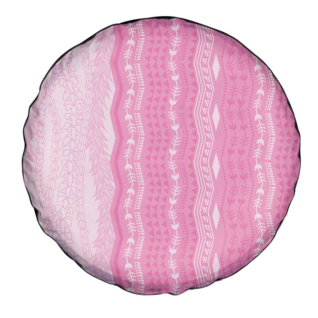 Vintage Pink Hawaiian Traditional Kapa Mix Flowers Lei Spare Tire Cover LT7 - Polynesian Pride