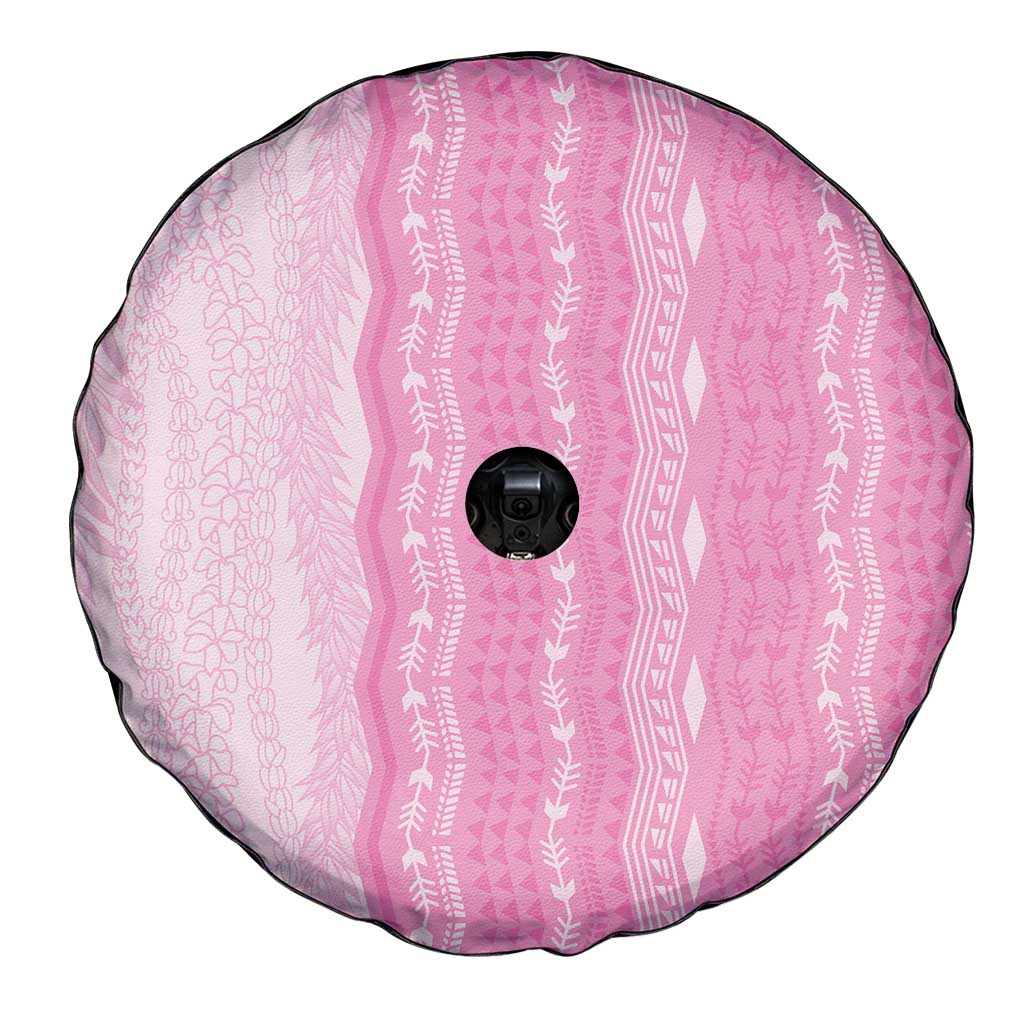 Vintage Pink Hawaiian Traditional Kapa Mix Flowers Lei Spare Tire Cover LT7 - Polynesian Pride