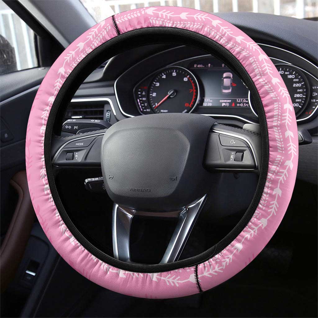 Vintage Pink Hawaiian Traditional Kapa Mix Flowers Lei Steering Wheel Cover LT7 - Polynesian Pride
