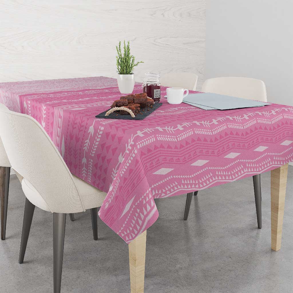 Vintage Pink Hawaiian Traditional Kapa Mix Flowers Lei Tablecloth