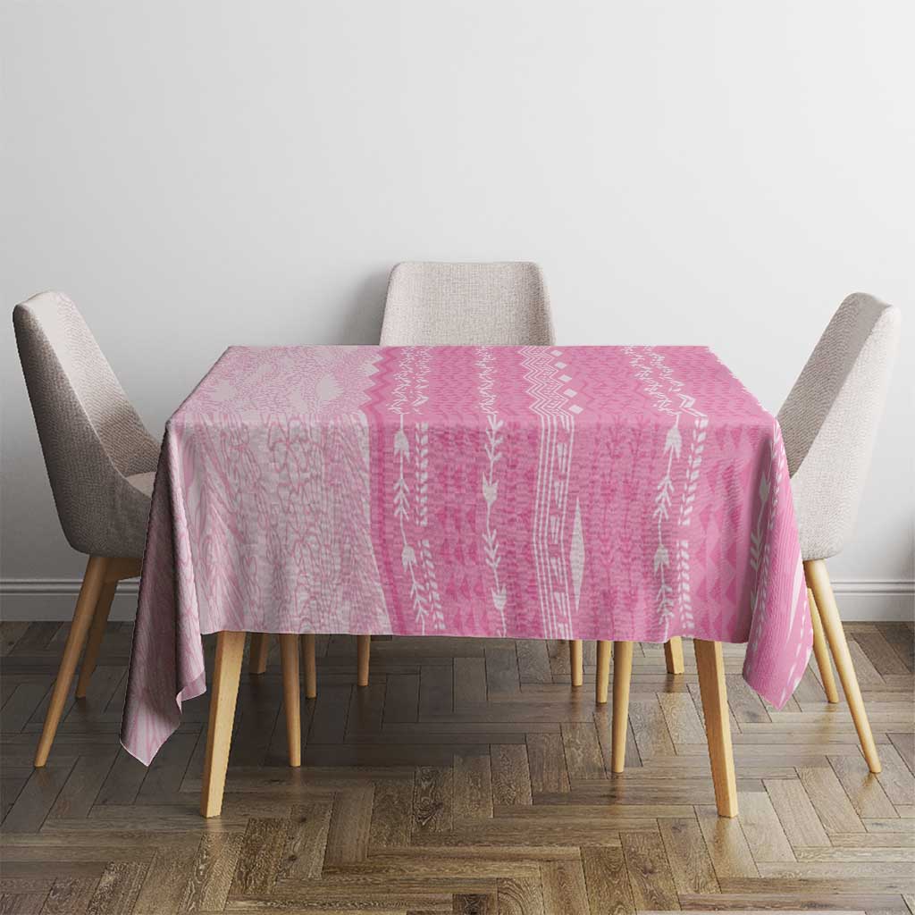 Vintage Pink Hawaiian Traditional Kapa Mix Flowers Lei Tablecloth