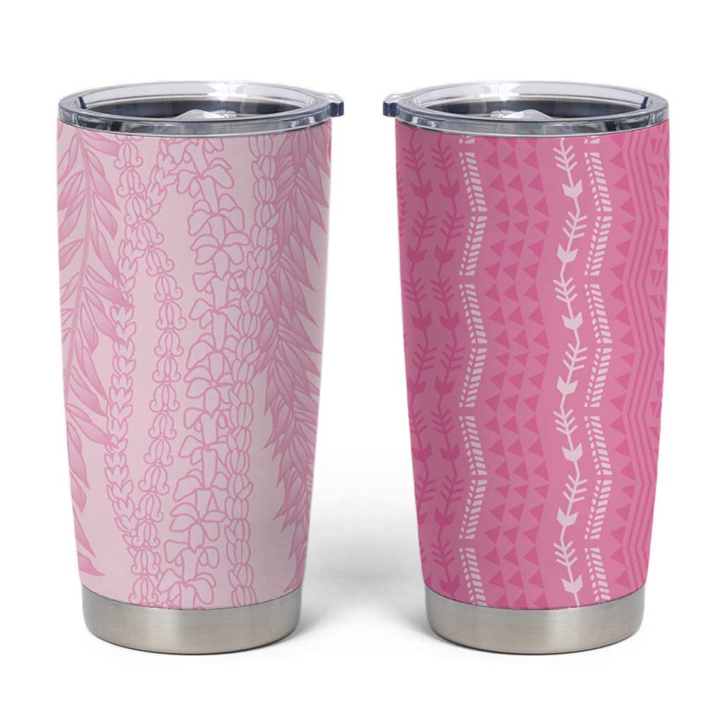 Vintage Pink Hawaiian Traditional Kapa Mix Flowers Lei Tumbler Cup LT7 Pink - Polynesian Pride