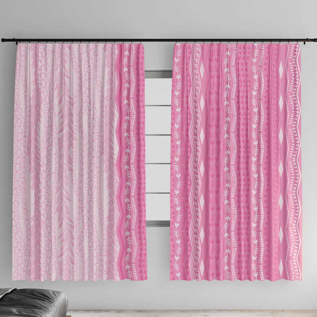 Vintage Pink Hawaiian Traditional Kapa Mix Flowers Lei Window Curtain