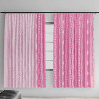 Vintage Pink Hawaiian Traditional Kapa Mix Flowers Lei Window Curtain
