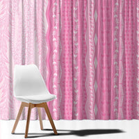 Vintage Pink Hawaiian Traditional Kapa Mix Flowers Lei Window Curtain