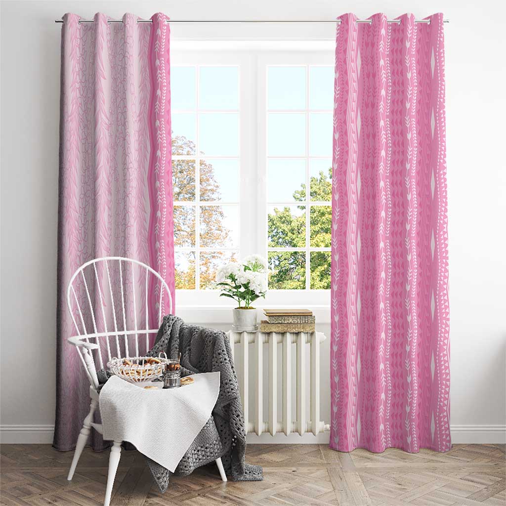 Vintage Pink Hawaiian Traditional Kapa Mix Flowers Lei Window Curtain