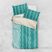 Vintage Teal Hawaiian Traditional Kapa Mix Flowers Lei Bedding Set LT7 US Twin 172cm x 218cm Teal - Polynesian Pride