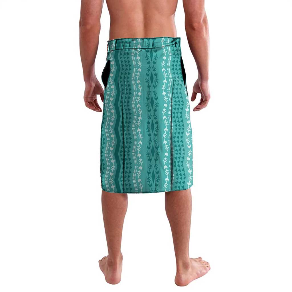 Vintage Teal Hawaiian Traditional Kapa Mix Flowers Lei Lavalava