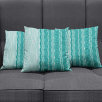 Vintage Teal Hawaiian Traditional Kapa Mix Flowers Lei Pillow Cover