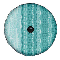 Vintage Teal Hawaiian Traditional Kapa Mix Flowers Lei Spare Tire Cover