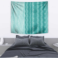 Vintage Teal Hawaiian Traditional Kapa Mix Flowers Lei Tapestry