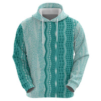 Vintage Teal Hawaiian Traditional Kapa Mix Flowers Lei Zip Hoodie LT7 - Polynesian Pride
