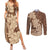 Samoa Women's Day Couples Matching Summer Maxi Dress and Long Sleeve Button Shirt Tiale Flower Mix Siapo Tapa LT7 Beige - Polynesian Pride