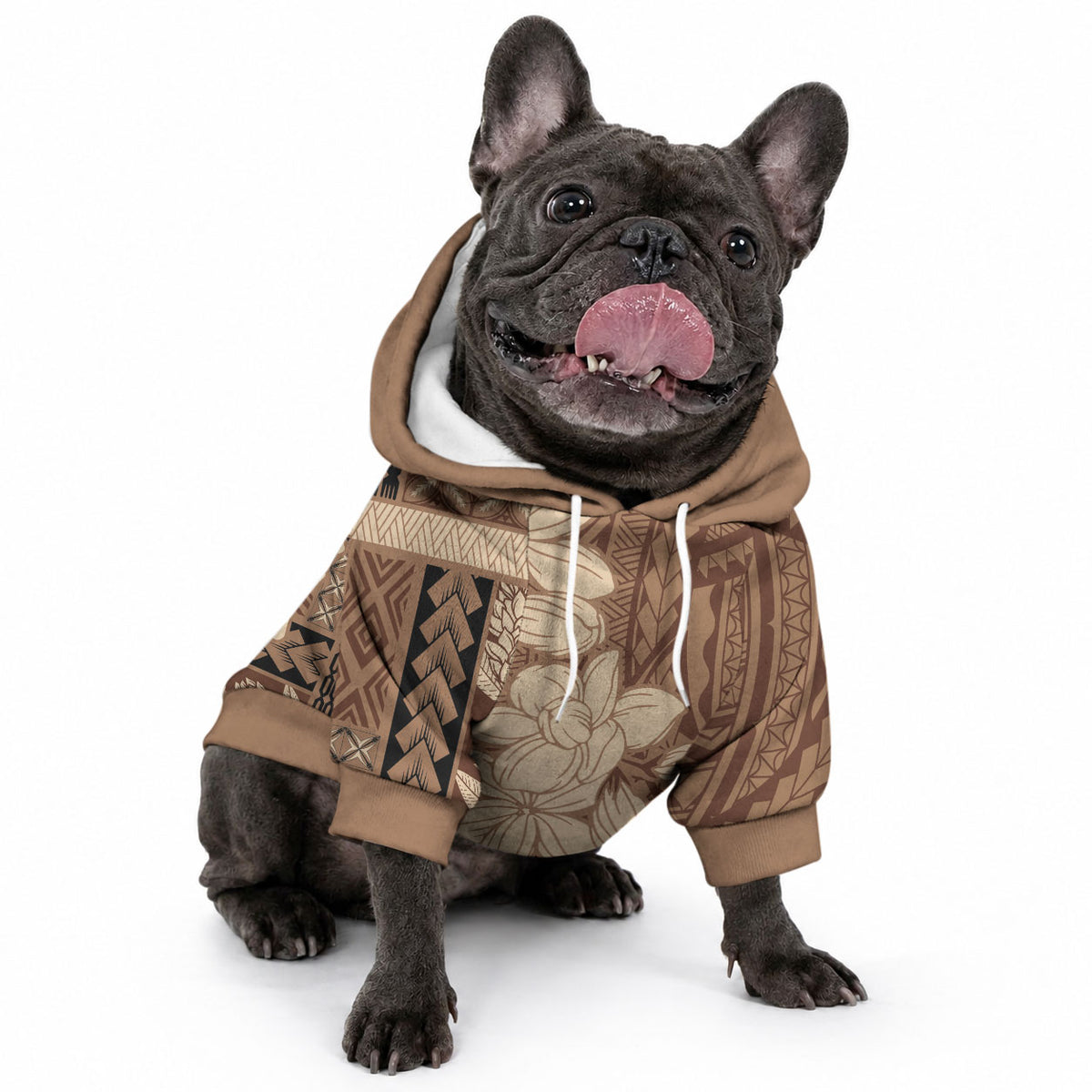 Samoa Women's Day Pet Hoodie Tiale Flower Mix Siapo Tapa