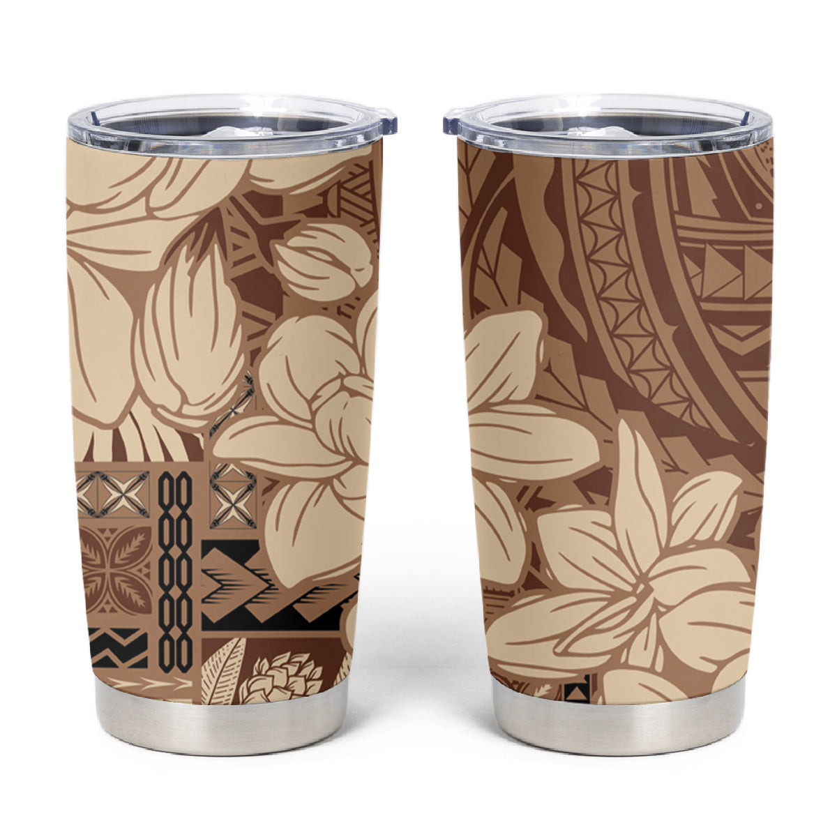 Samoa Women's Day Tumbler Cup Tiale Flower Mix Siapo Tapa