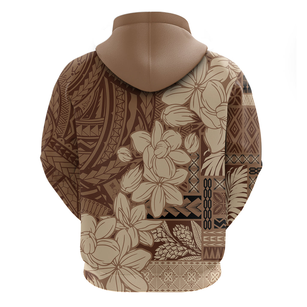 Samoa Women's Day Zip Hoodie Tiale Flower Mix Siapo Tapa LT7 - Polynesian Pride