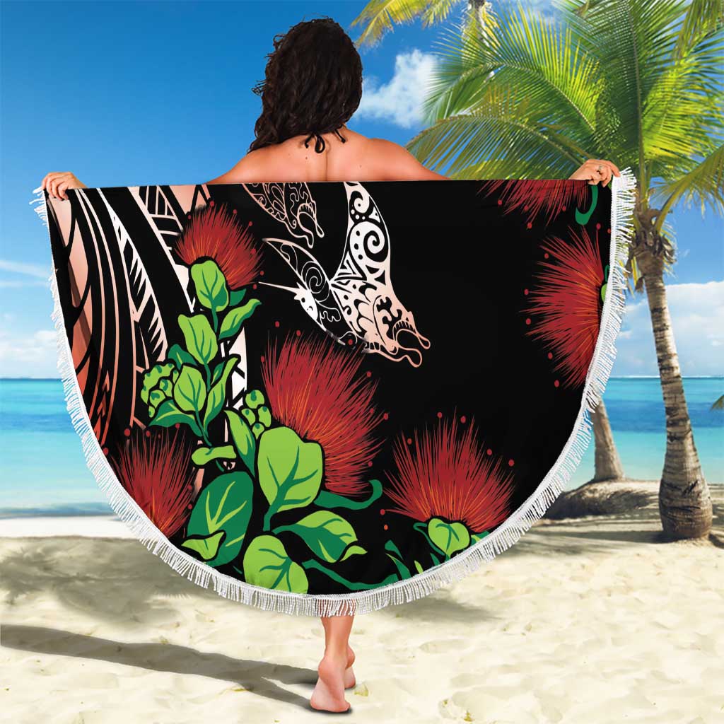 Aloha Hawaii Manta Rays Beach Blanket Red Ohia Lehua