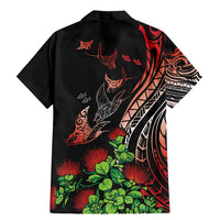 Aloha Hawaii Manta Rays Family Matching Mermaid Dress and Hawaiian Shirt Red Ohia Lehua