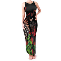 Aloha Hawaii Manta Rays Family Matching Tank Maxi Dress and Hawaiian Shirt Red Ohia Lehua