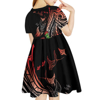 Aloha Hawaii Manta Rays Kid Short Sleeve Dress Red Ohia Lehua