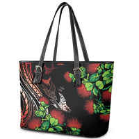Aloha Hawaii Manta Rays Leather Tote Bag Red Ohia Lehua