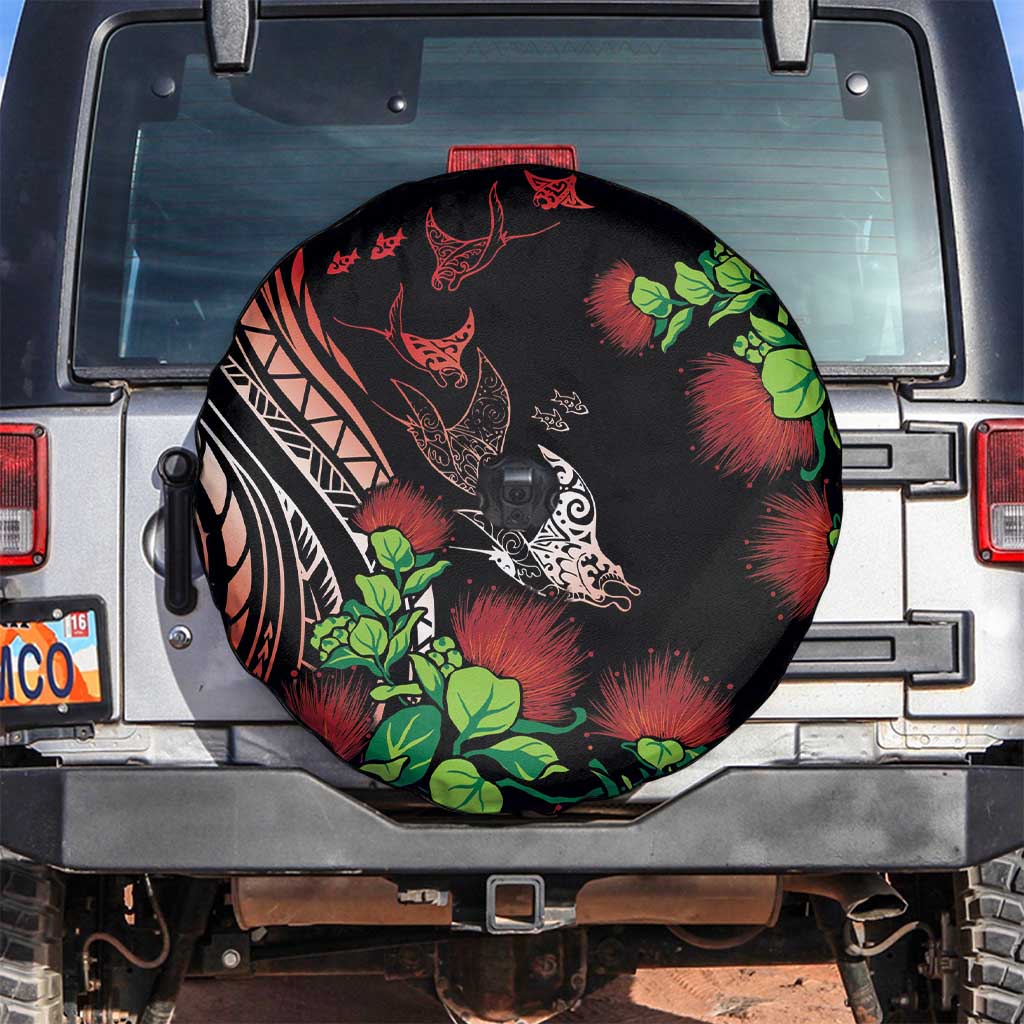 Aloha Hawaii Manta Rays Spare Tire Cover Red Ohia Lehua