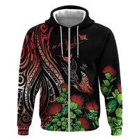 Aloha Hawaii Manta Rays Zip Hoodie Red Ohia Lehua