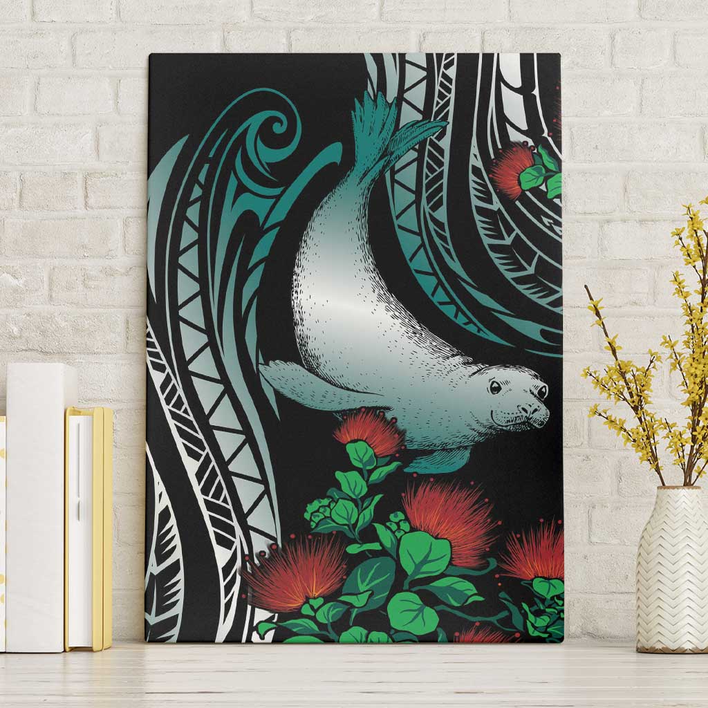Aloha Hawaii Monk Seal Canvas Wall Art Mix Ohia Lehua