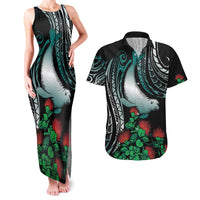 Aloha Hawaii Monk Seal Couples Matching Tank Maxi Dress and Hawaiian Shirt Mix Ohia Lehua